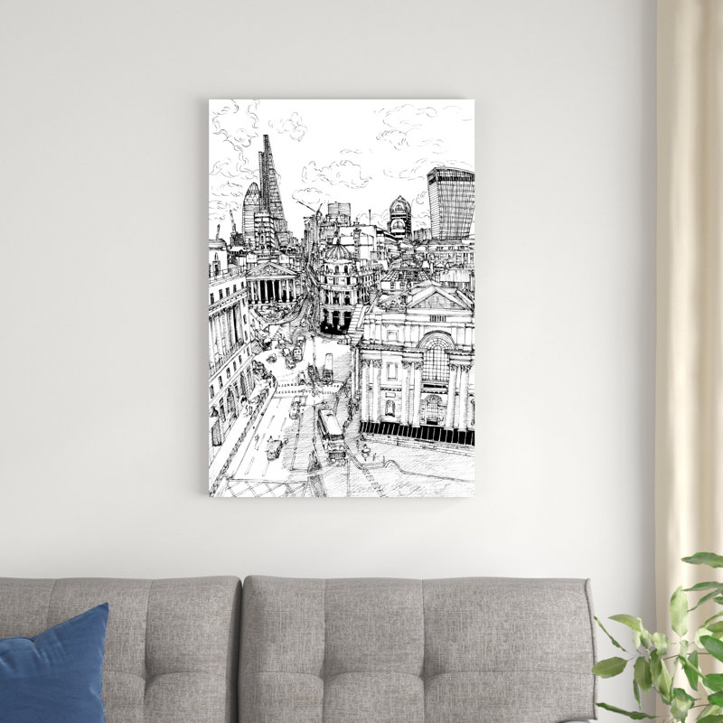 B&W City Scene III, H 36 po x l 24 po x P 1,25 po