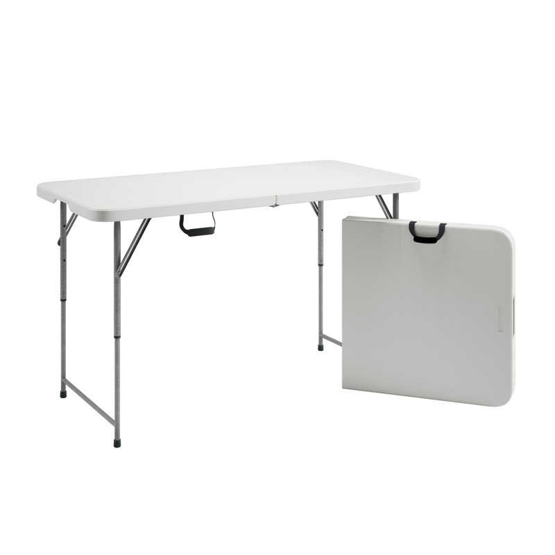 Techni Home 4 FT Granite White Adjustable Height Folding Table With Easy-Carry Handle