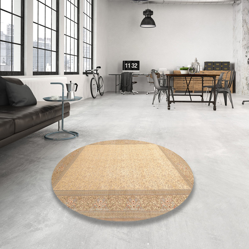Tapis de zone crème contemporaine, Rond 4 pi
