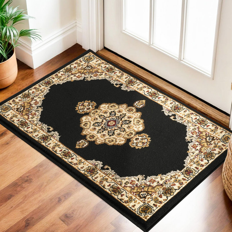 Tapis traditionnel intemporel - motif élégant, confort et style durables, Noir