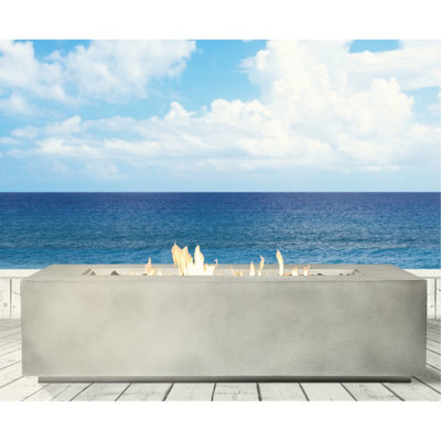 Concrete Fire Table With Propane - Modern Style, Lava Rocks For Added Heat In Cream Fireplace Operated, Heat- Surface Creamy