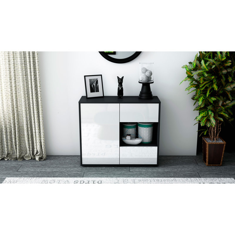 Quebec 92cm Sideboard, Anthracite/High-gloss white