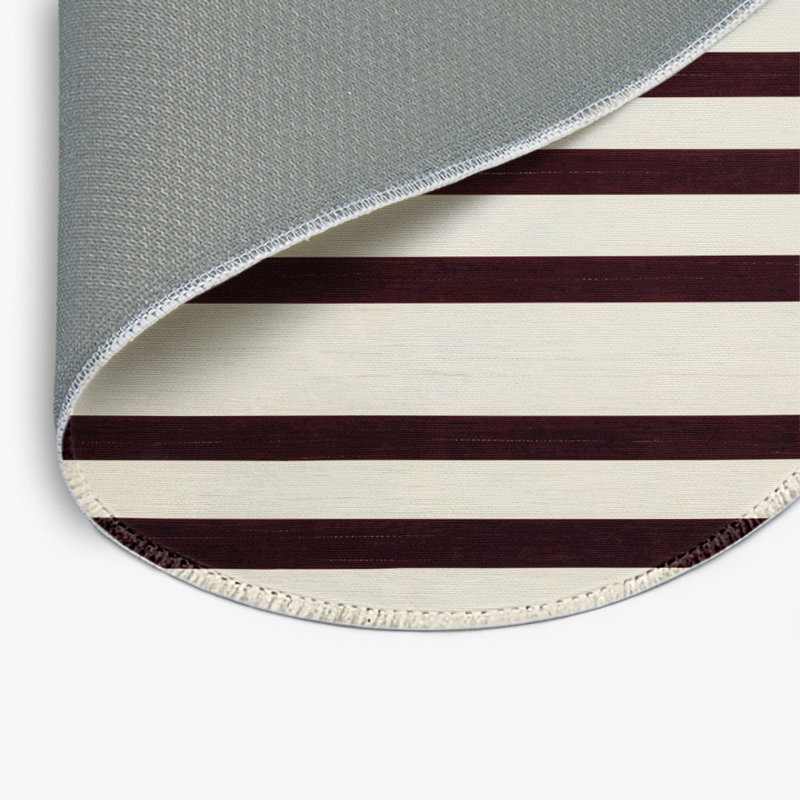 HorizontalStripes Beige Indoor and Outdoor Area Rug, Round 5'