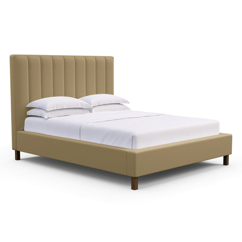 Highline Upholstered Bed, Queen, Dark Brown, Black Jack Distressed Leather