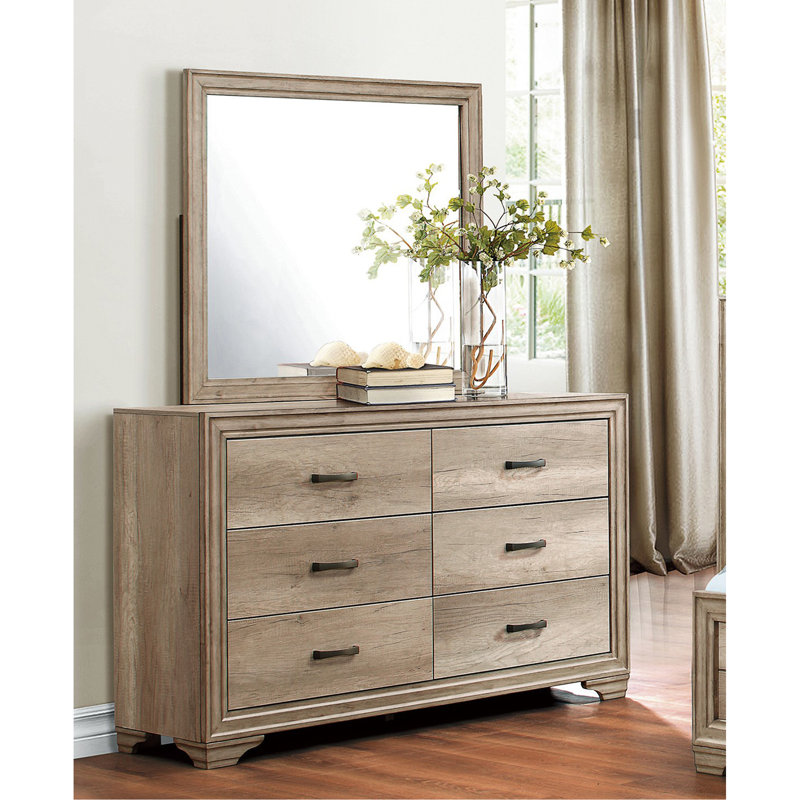 Commode 1 tiroir 6 tiroirs avec quincaillerie noire de style rustique contemporain
