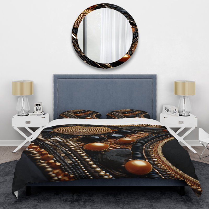 Ensemble de housse de couette noir et orange Citrine Sunburst Geode I - Stone Geode