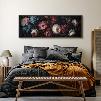 " Lush Floral Arrangement With Roses And Hydrangeas Antique Retro Artwork Extra Large Painting "