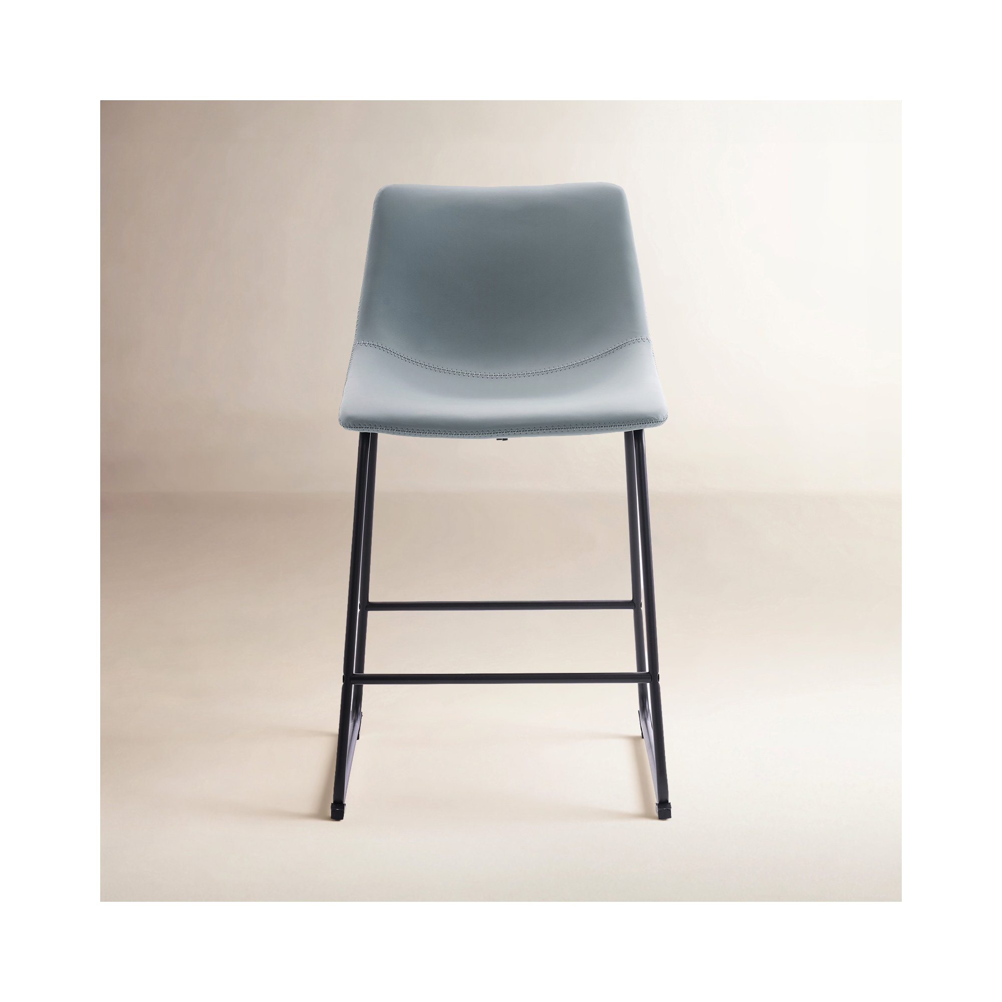 Anke Vegan Leather Armless (Set of 2), Gray, Counter Stool (24” Seat Height)