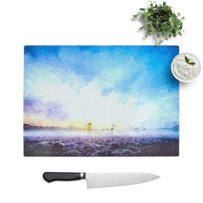 Glass Field of Heather in The Netherlands in Abstract Chopping Board