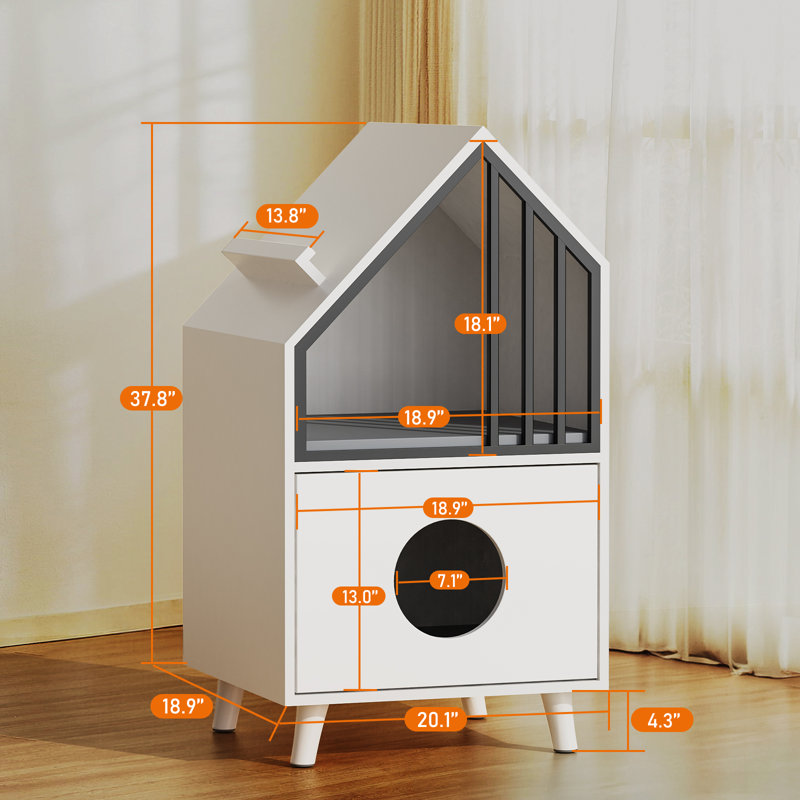36.7'' H x 19.8'' W Cat Condo, White