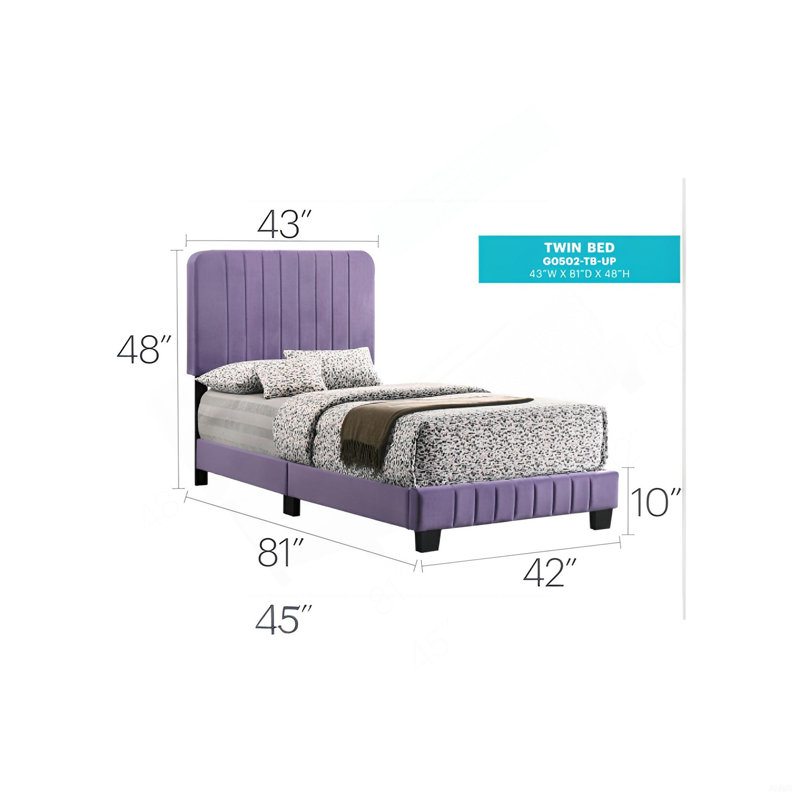 Lit simple contemporain en mauve éclatant