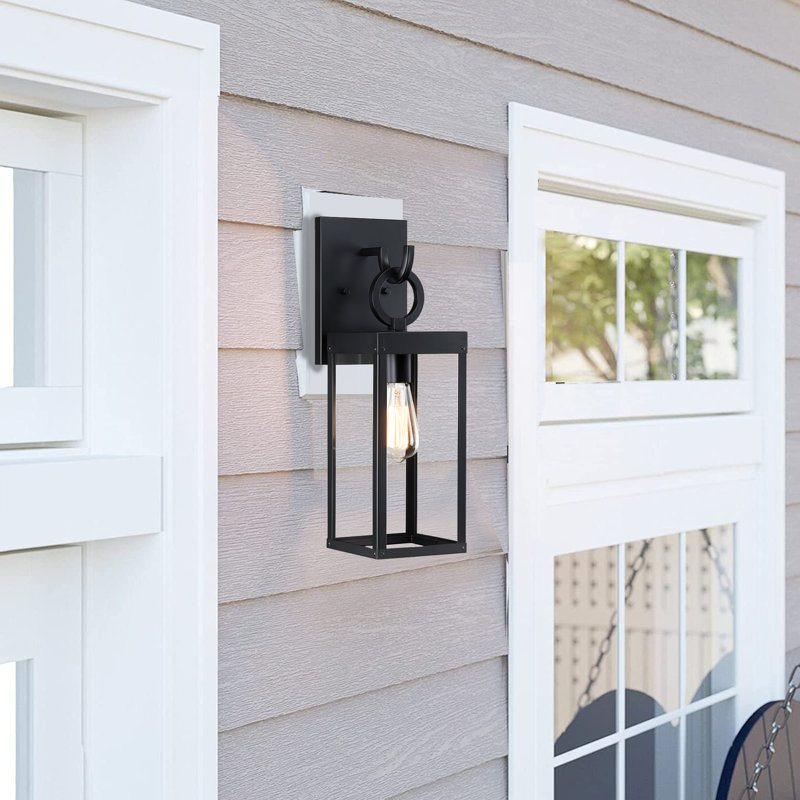 Zakiah 19.3in 1-Light Outdoor Wall Light with Matte Black Finish