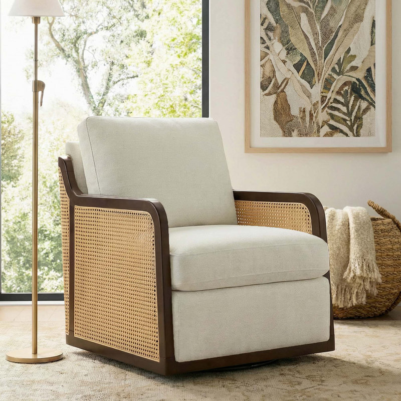 Fauteuil pivotant rembourré Claudia, Beige