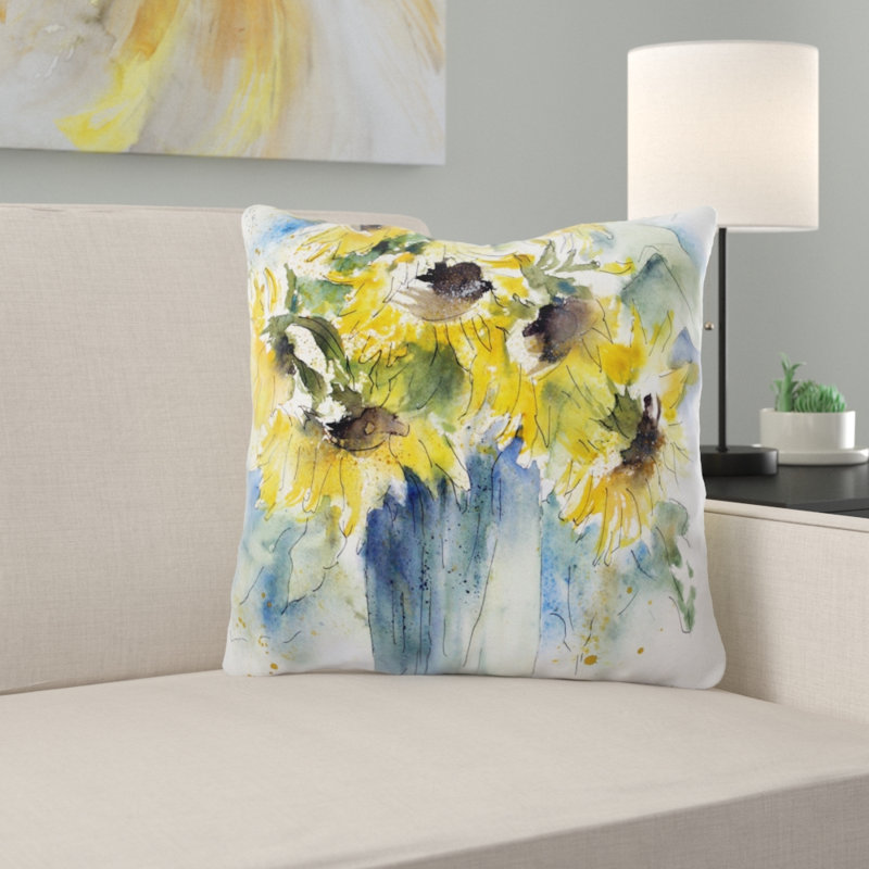  Coussin décoratif aquarelle, Microsuède, Intérieur