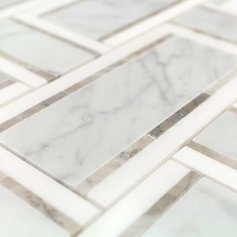 Esplanade 13x13 Polished Thassos Marble Mosaic Tile