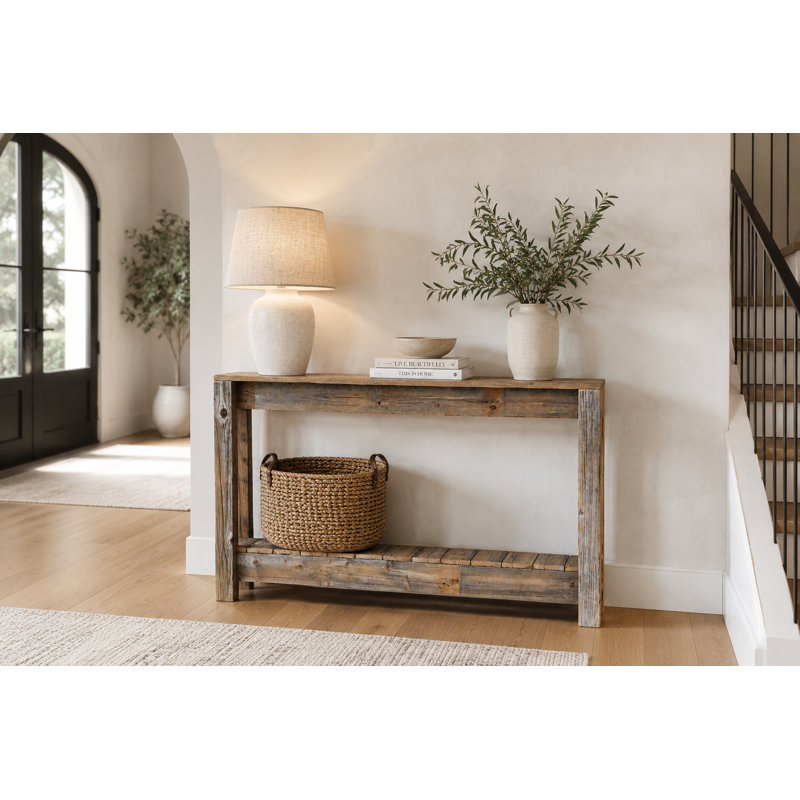 Console en bois massif Biggs, Naturel, H 28 po x l 46 po x P 8 po