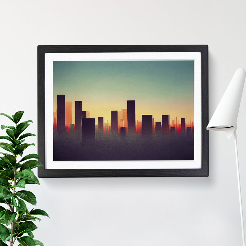 Inspiring Skyscraper Skyline - Single Picture Frame Print, 46cm H x 64cm W x 2cm D, Black Framed