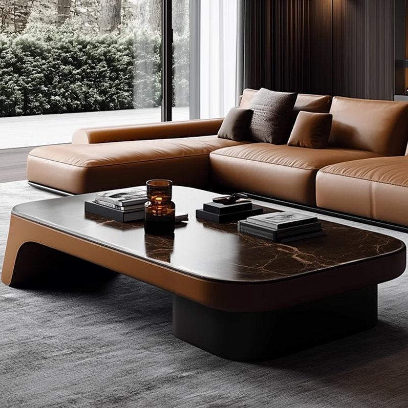 Luxury Minimalist Design Coffee Table, Black;White