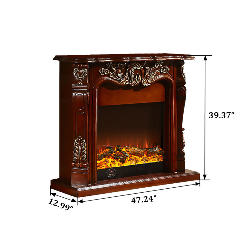 Foyer électrique 47,24 po avec chauffage, Brun