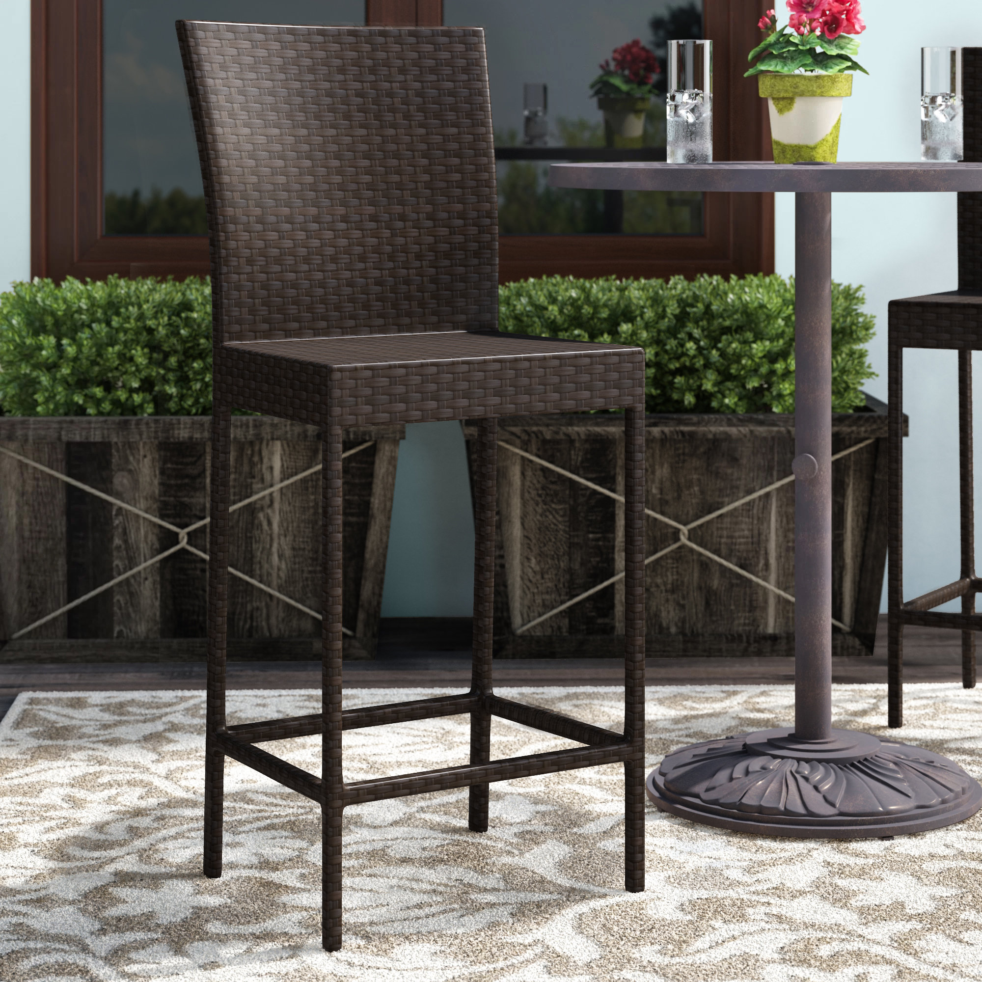 Red Barrel Studio® Zackory Wicker Outdoor Stool & Reviews | Wayfair