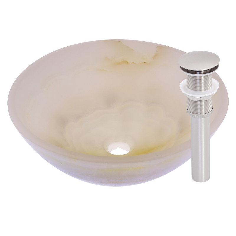 Novatto 17'' Stone Circular Bathroom Sink, Brushed Nickel