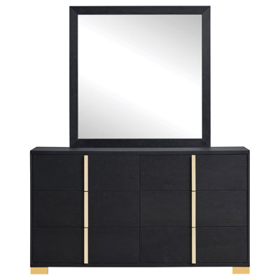 Jelissa 6-drawer Dresser with Mirror Black