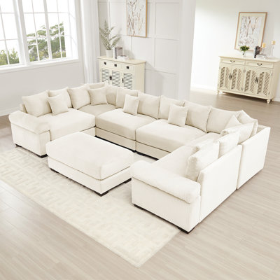 Oversized Cloud Modular Sectional Couch, Convertible Sectional Couches , Extra-Wide Armrests With Chaise,Soft Corduroy Fabric, Ergonomic Design, Easy