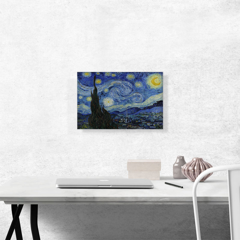 " The Starry Night 1889 " by Vincent Van Gogh Painting Print, 12" H x 18" W x 0.75" D