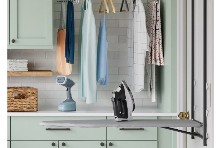 iron and steamer in laundry room