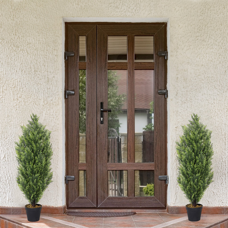 Faux cèdre en pot, H 35,4 po x l 13,7 po x P 13,7 po, Vert