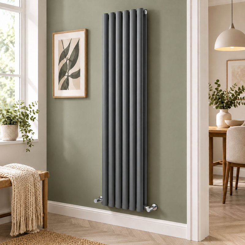 Vertical Flat Panel Radiators, 1800mm H x 350mm W, Grey