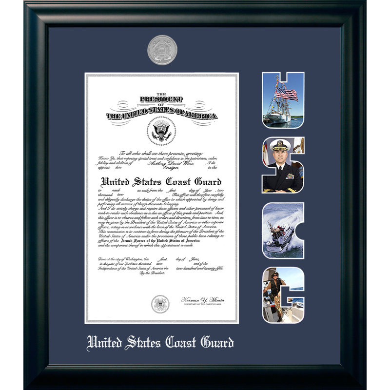 Cadre photo "coast guard certificate", 8 po x 10 po, Noir / Bleu