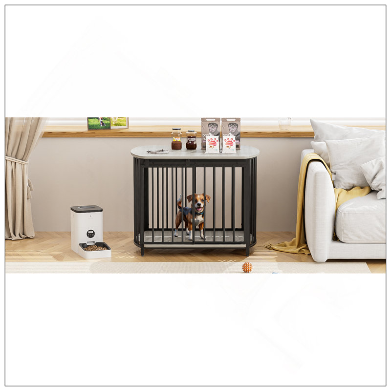 Table de bout moderne en bois pour cage avec deux portes, chenil d'intérieur durable et élégant pour petits et moyens chiens