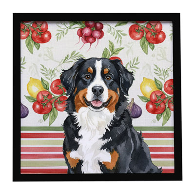 Bernese Mountain Dog Vegetables Framed Metal Print
