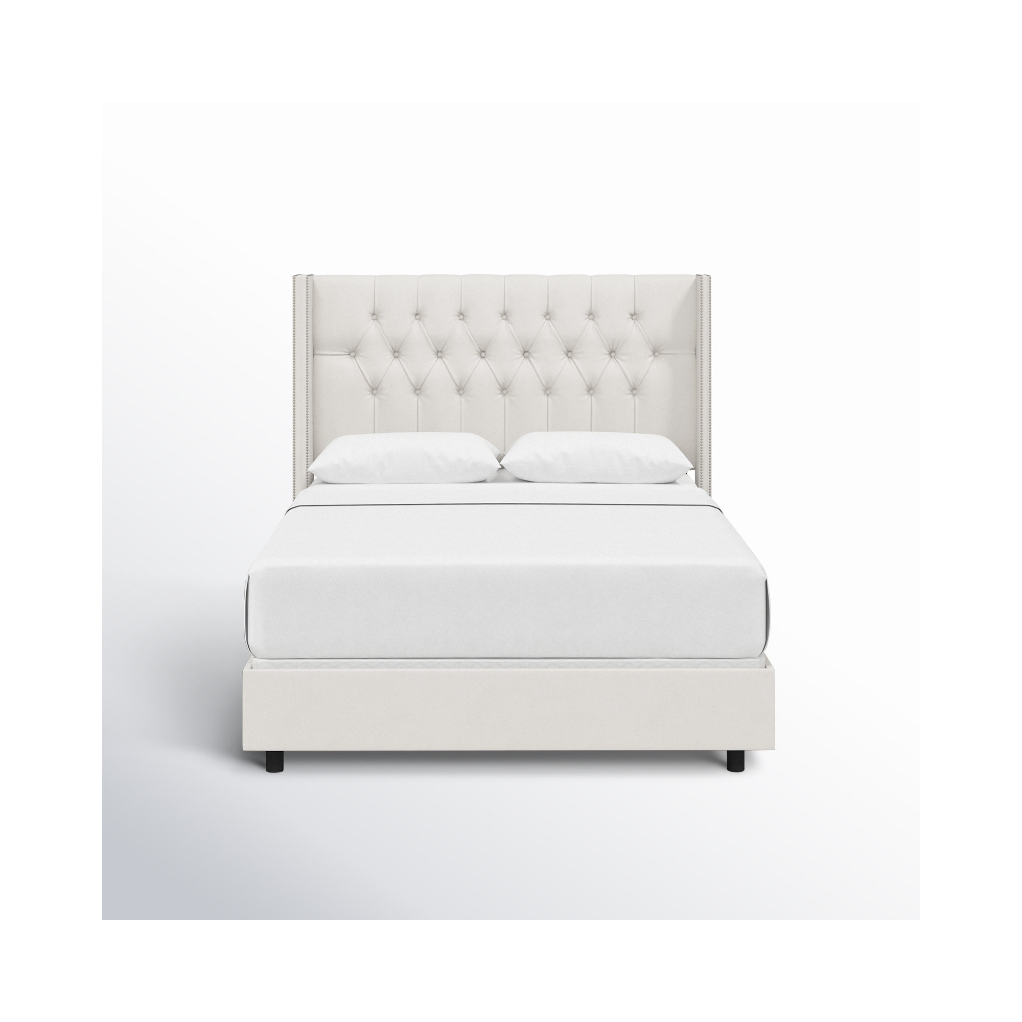 Breckin Upholstered Wingback Bed, Bella Light Gray Performance Velvet, California King
