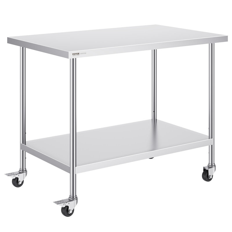 Table de travail portative réglable en acier inoxydable H 38 po VEVOR, H 38 po x L 48 po x l 30 po