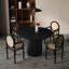 Table de salle à manger en placage noir et chêne - L 47,2 po x l 29,5 po, base fabriquée à la main pour le café, finition ronde, 47,2 po x 47,2 po x 29,5 po, utilisation