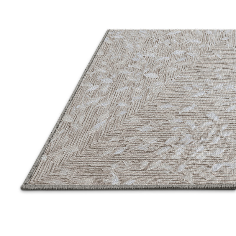 Machine Washable Gray Area Rug, Square 4'