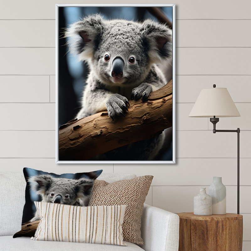 Koala Koalas Serenity - animaux, reproduction sur toile, H 32 po x l 24 po x P 1 po, Cadre flottant blanc