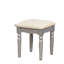 Meuble-lavabo 1 pièce avec tabouret, style transitionnel, éclat argenté, miroir à 3 côtés, rangement de tiroir en bois massif pour chambre à coucher et tonique, décor de tiroirs