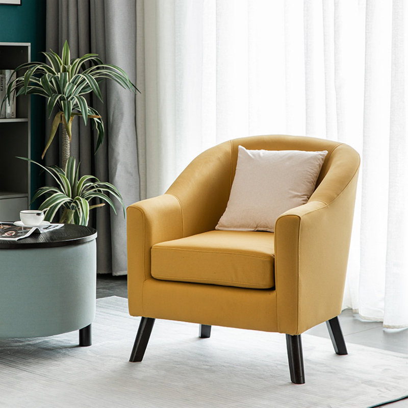 Chaise simple moderne en bois massif (ensemble de 2), Leath-Aire jaune, Noir, noir, noir, noir
