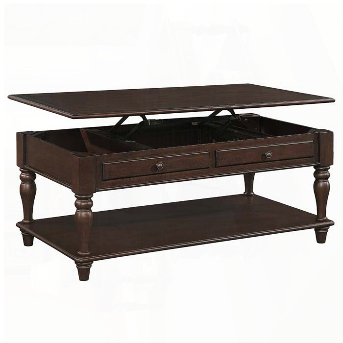 Table basse rectangulaire à plateau relevable avec rangement