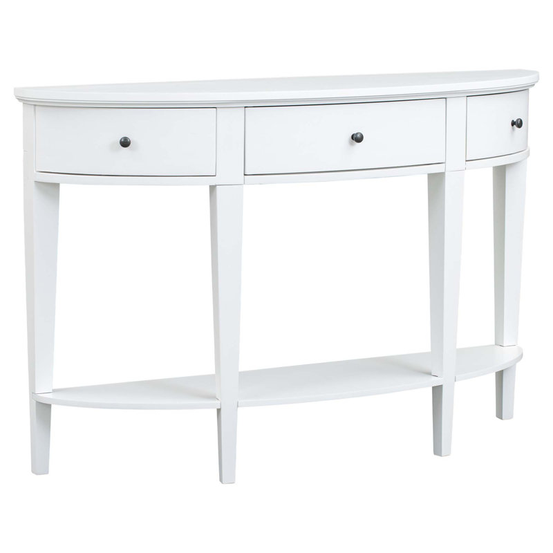 Modern Curved Console Table Sofa Table, White