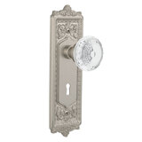 Crystal Meadows Interior Mortise Door Knob with Egg & Dart Long Plate