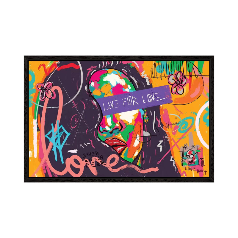 Live For Love Og by Nuwarhol - Print on Canvas, Black Framed, 66.04cm H x 101.6cm W x 3.81cm D