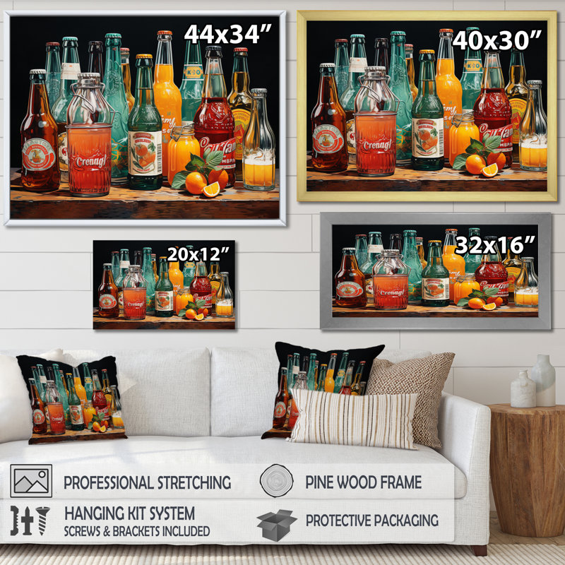 Pop Art 1950S Cocktail Emotion III, reproduction d'art sur toile, 12" H x 20" W, Cadre flottant doré