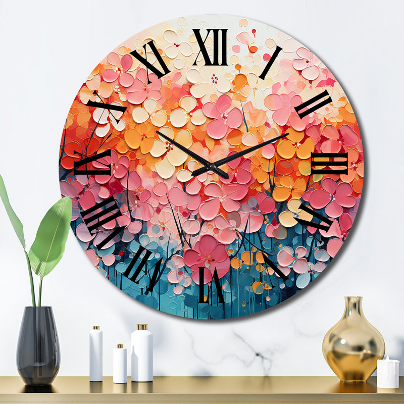 Horloge murale Coral Oasis I - Paysage abstrait, Grand