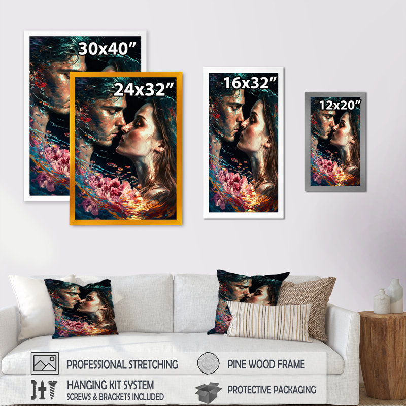 - Art mural traditionnel sur toile, H 20 po x l 12 po x P 1 po, Impression noire sur toile encadrée