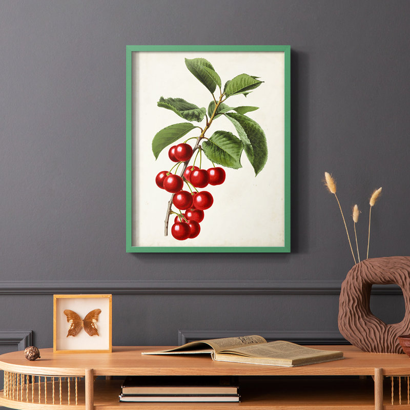Antique Fruit II Framed Print - Solid Wood, 10" H x 8" W, Green
