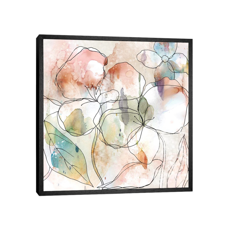 Floral Flow I by Carol Robinson - Painting on Canvas, 66.04 cm H x 66.04 cm W, Black Framed Canvas